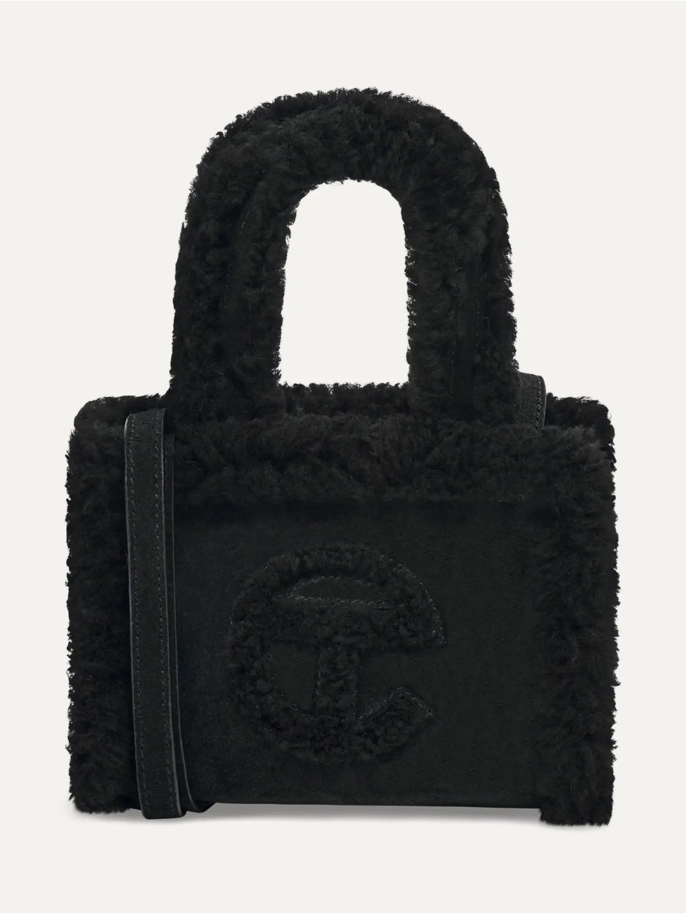 Telfar Black Faux-Shearling Mini Tote